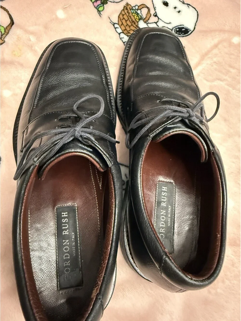 Gordon Rush Men's Black Leather Lace-Up Derby Dress Shoes Square Toe US 8